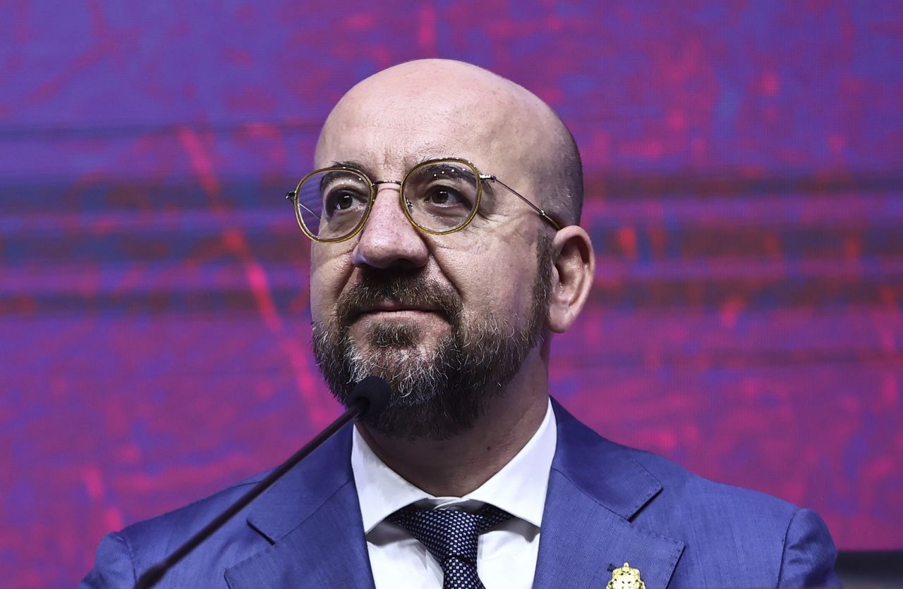 EU Council President Charles Michel gives a press conference during G20 Leaders' Summit in Bali, Indonesia on November 15.