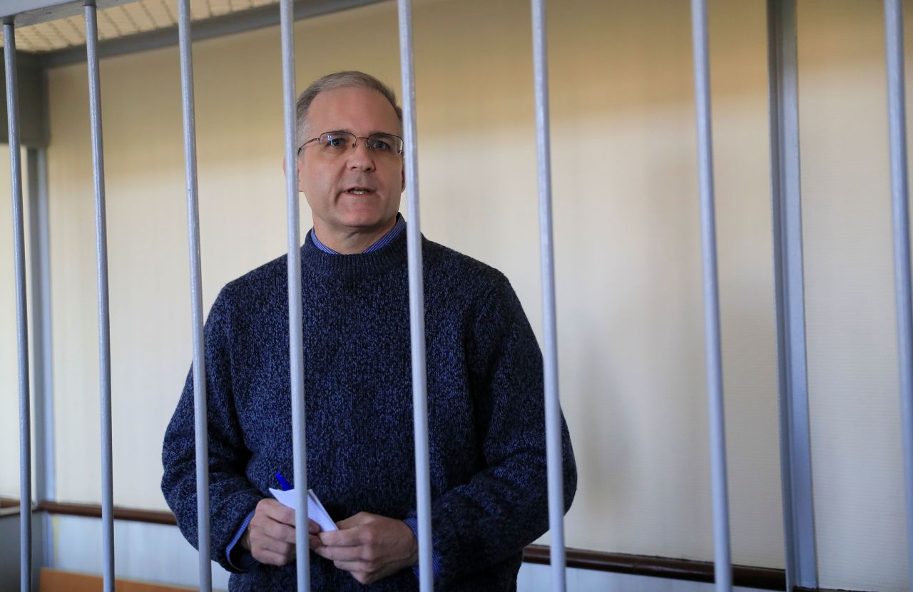 Former US Marine?Paul?Whelan, who was detained and accused of espionage, stands inside a defendants' cage before a court hearing in Moscow on August 23, 2019. 