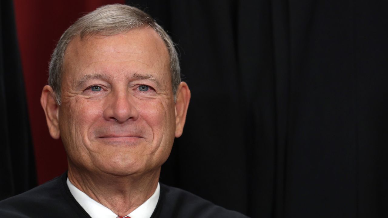 Chief Justice John Roberts poses for an official portrait in Washington, DC, on October 7.