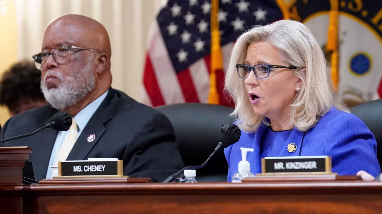 US Rep. Liz Cheney, the vice chair of the committee, gives her opening remarks on Thursday night.