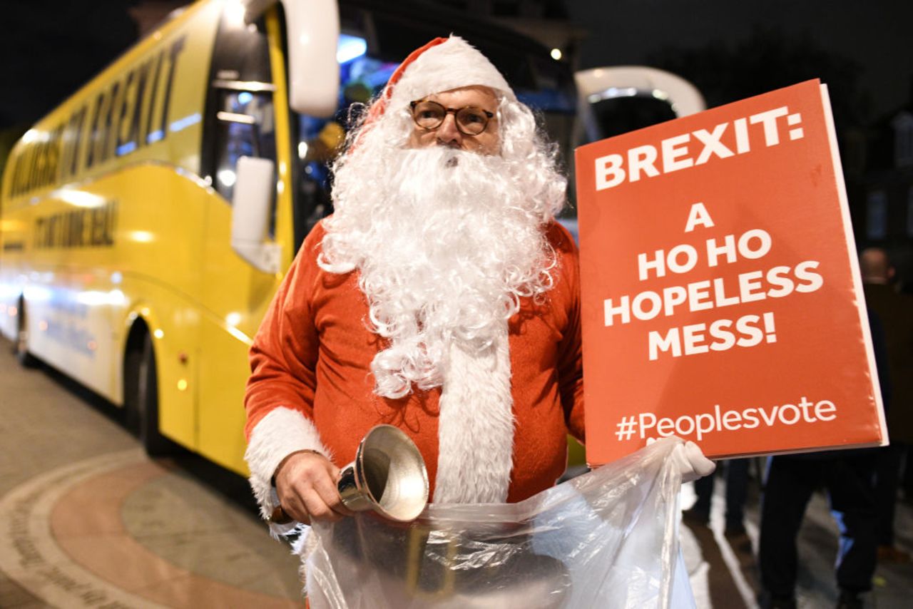 An anti-Brexit Santa Claus protests in London last year.