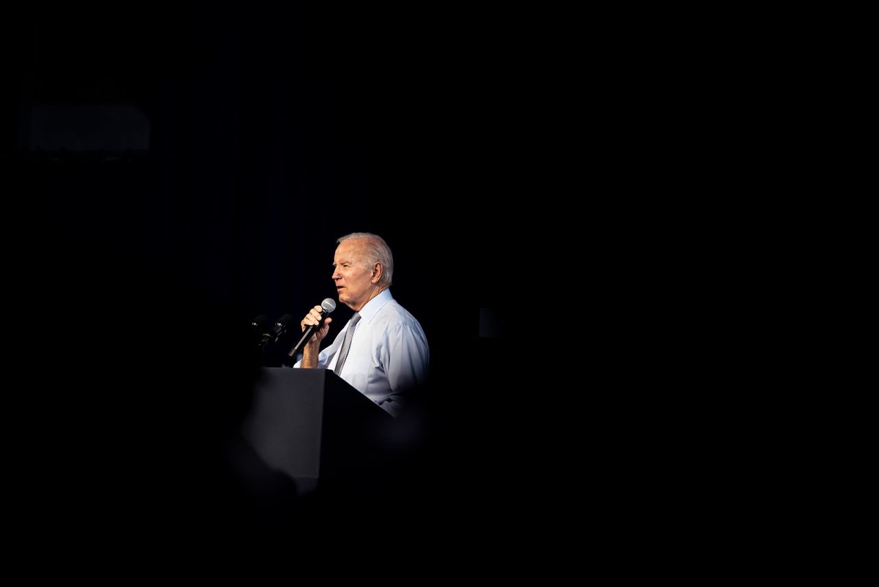 President Joe Biden speaks at a campaign rally for Maryland Democratic gubernatorial candidate Wes Moore in Bowie, Maryland, on November 7. 