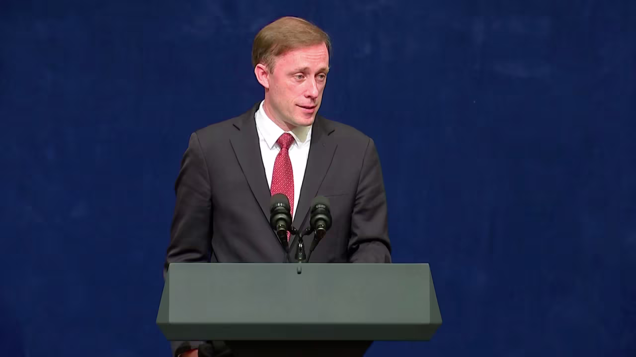 Jake Sullivan speaks to reporters duringa briefing Saturday, May 20, in Japan.
