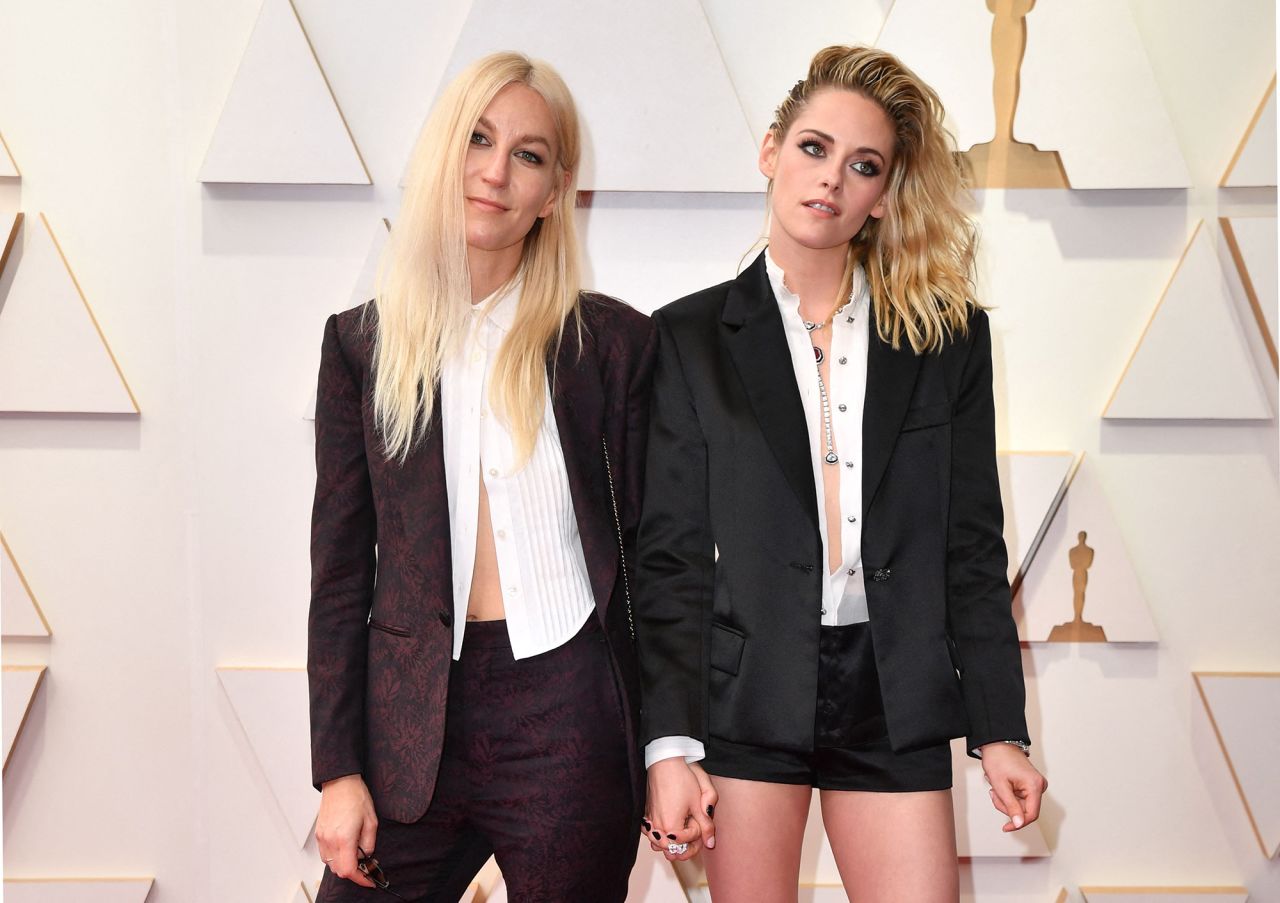 Kristen Stewart, right, and Dylan Meyer attend the 94th Academy Awards in Hollywood, California on March 27. 