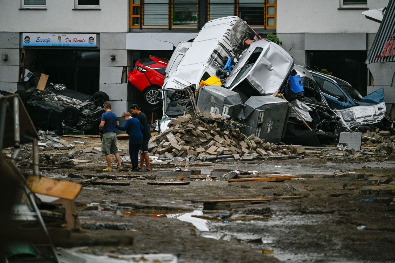 Debris and damage caused by flooding are seen in Bad Neuenahr, Germany, on July 16.