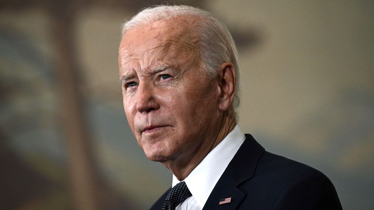 President Joe Biden speaks during a press conference in Woodside, California, in November 2023. 