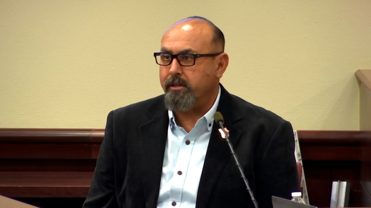 Timoteo Benavidez speaks on the stand in court on Wednesday.