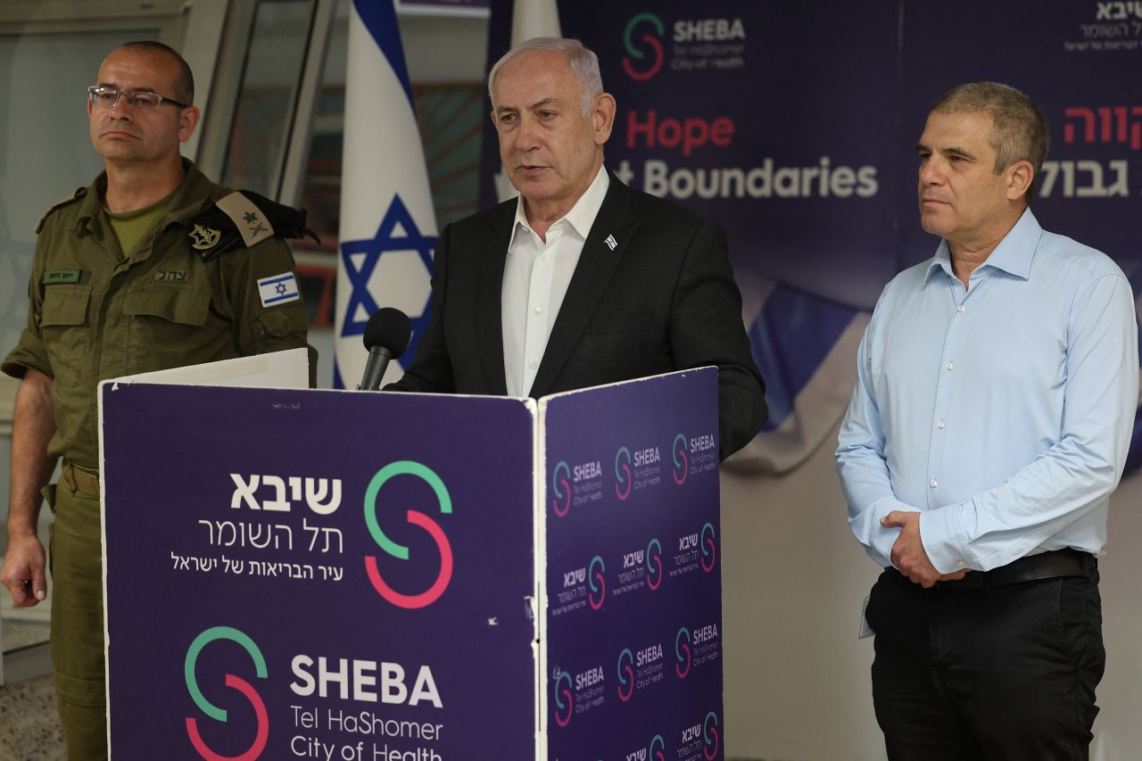 Israeli Prime Minister Benjamin Netanyahu speaks during a press conference in Ramat Gan, Israel, on June 8.