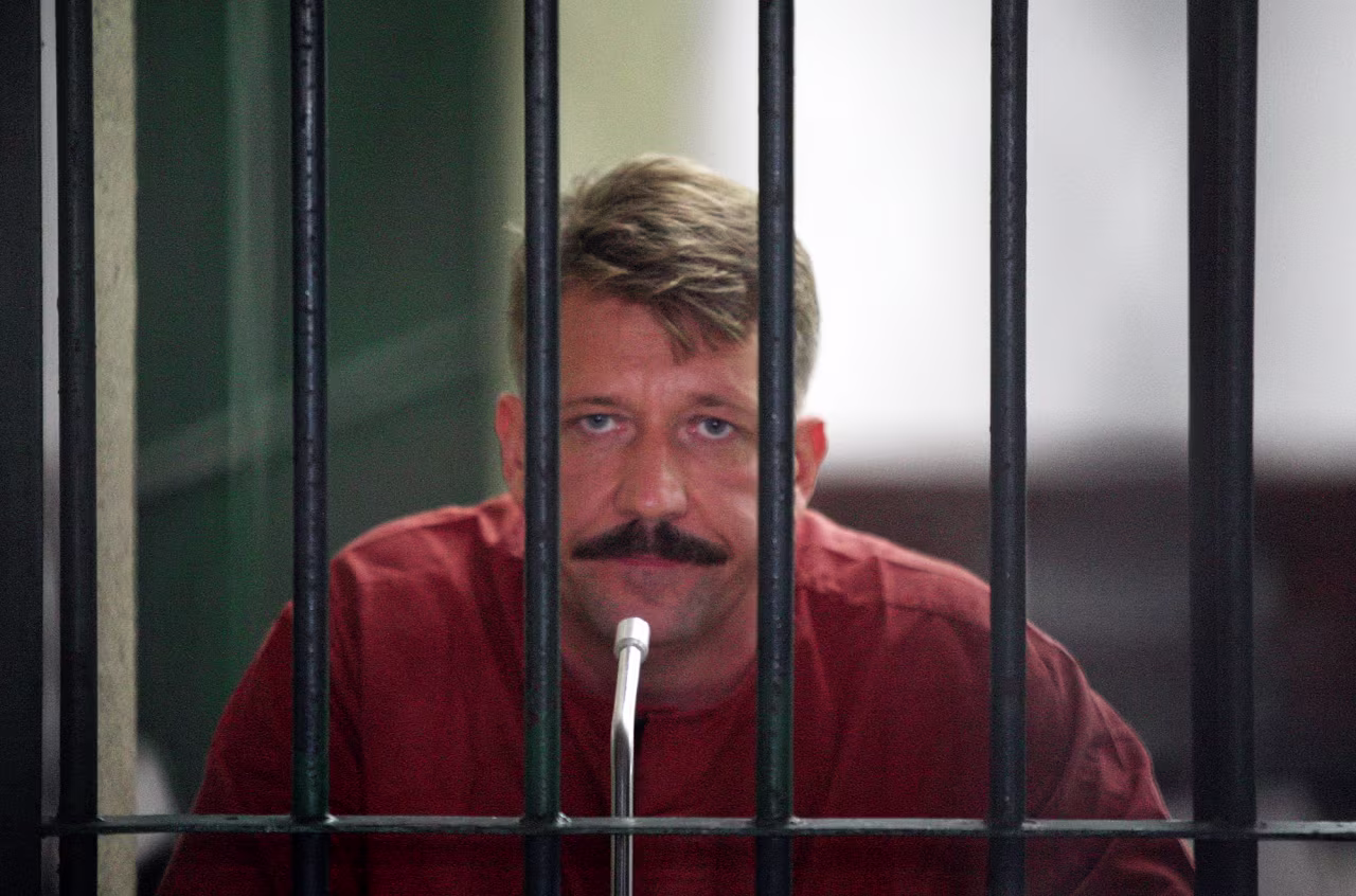 Viktor Bout sits inside a detention cell in Bangkok, Thailand in 2008. 