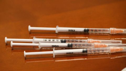 Syringes with doses of the Johnson and Johnson Covid-19 vaccine are readied at a vaccination clinic in Culver City, California, on August 5.