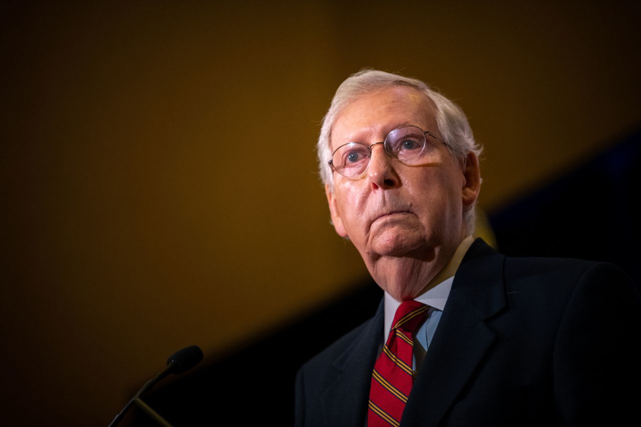 Senate Majority Leader Mitch McConnell speaks in Louisville, Kentucky, on November 4.