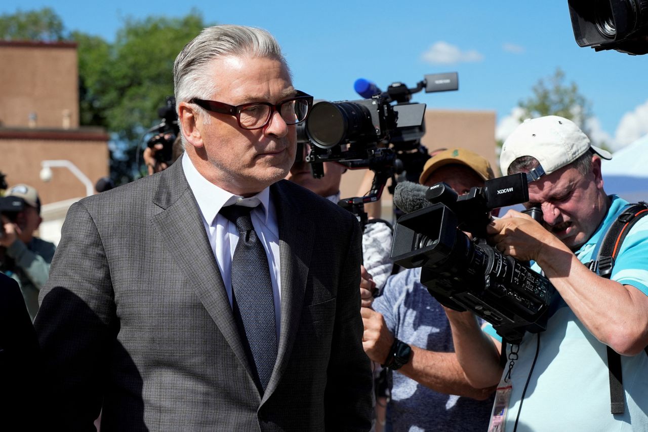 Alec Baldwin walks outside the courthouse in Santa Fe, New Mexico, on July 9. 