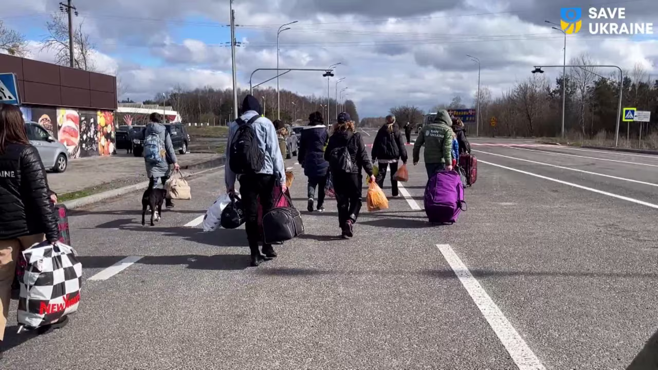 In this still from a video by humanitarian organization Save Ukraine, children return to Ukraine months after they were taken illegally to Russia.