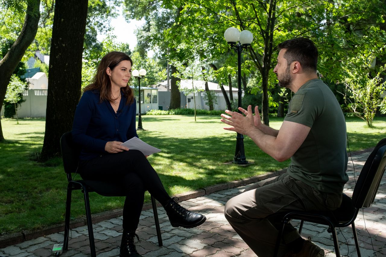 Ukrainian President Volodymyr Zelensky talks to CNN's Erin Burnett on July 2.