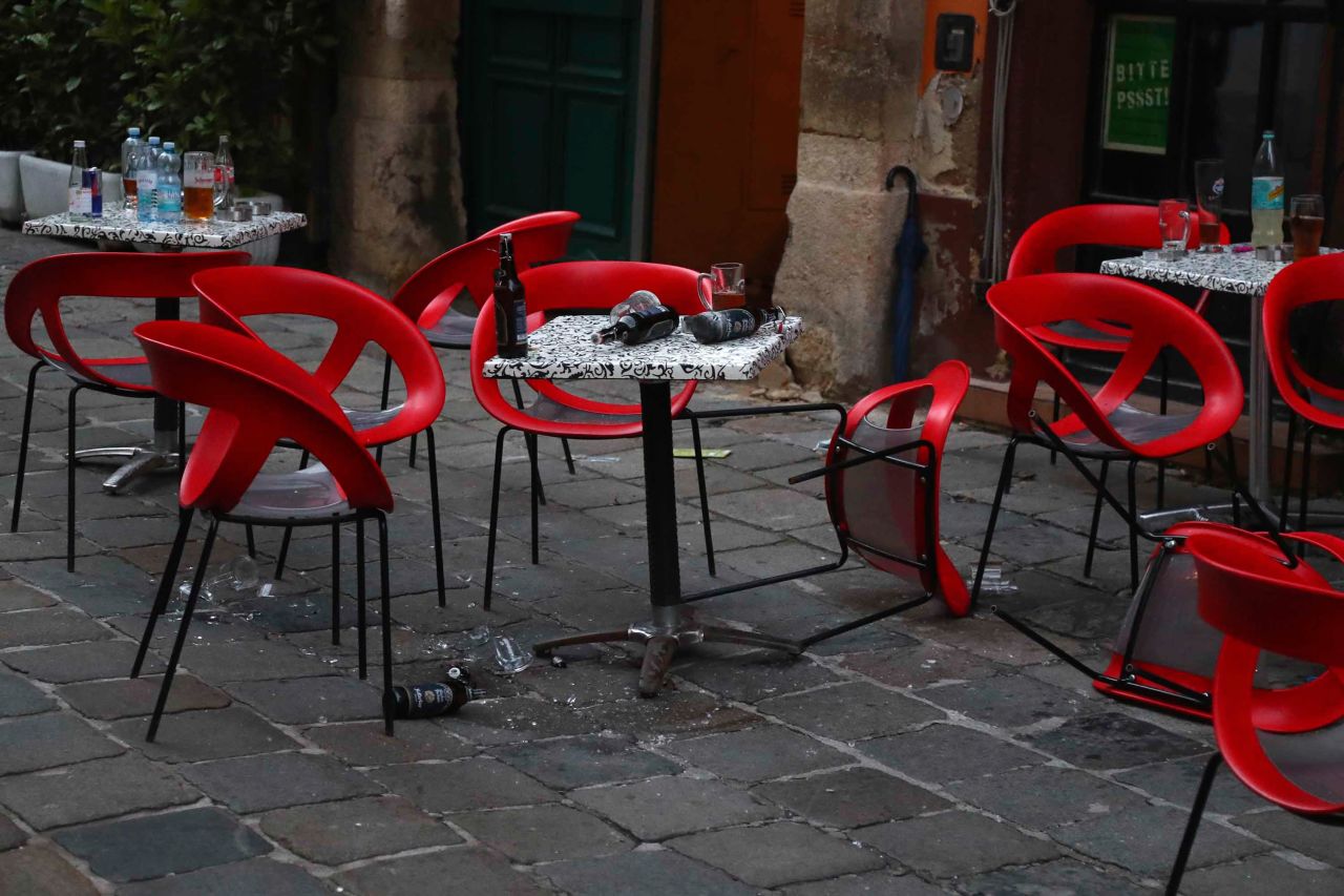 The aftermath of the attack is seen at a bar in Vienna on Tuesday.