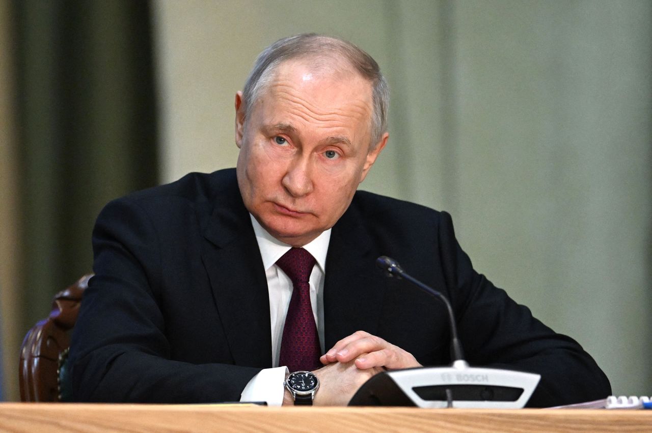Russian President Vladimir Putin attends an expanded board meeting of the Russian Prosecutor General's Office in Moscow, Russia, on March 15.