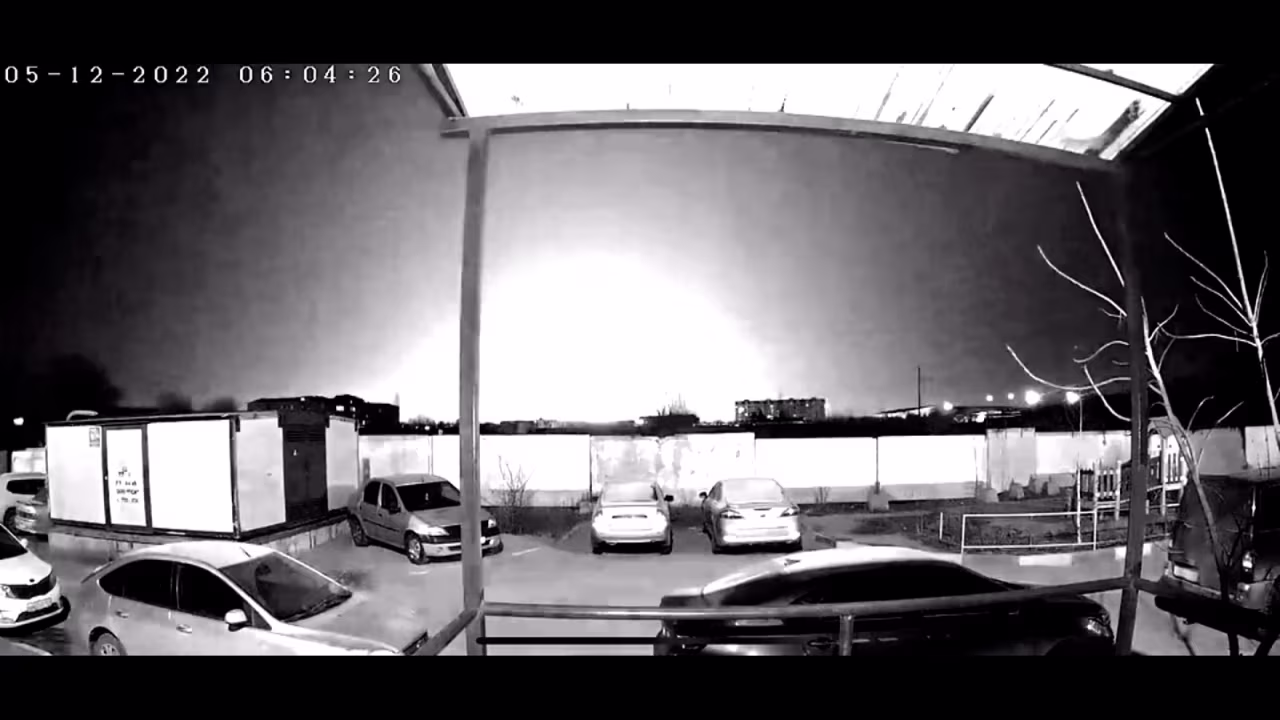 CCTV footage appears to show an explosion lighting up the sky, geolocated by CNN to the Russian city of Engels, on Monday morning.  