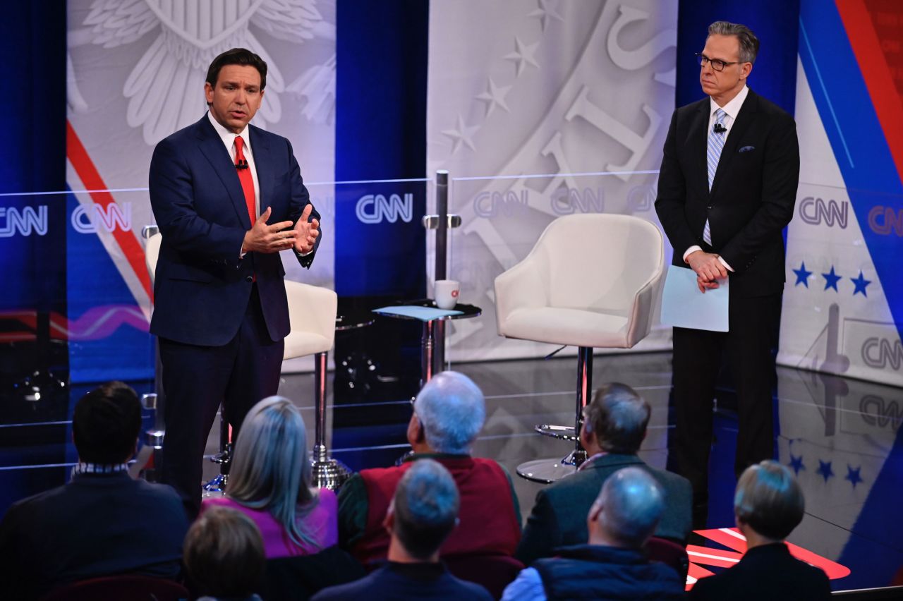 Florida Gov. Ron DeSantis answers a question during the town hall on Tuesday.