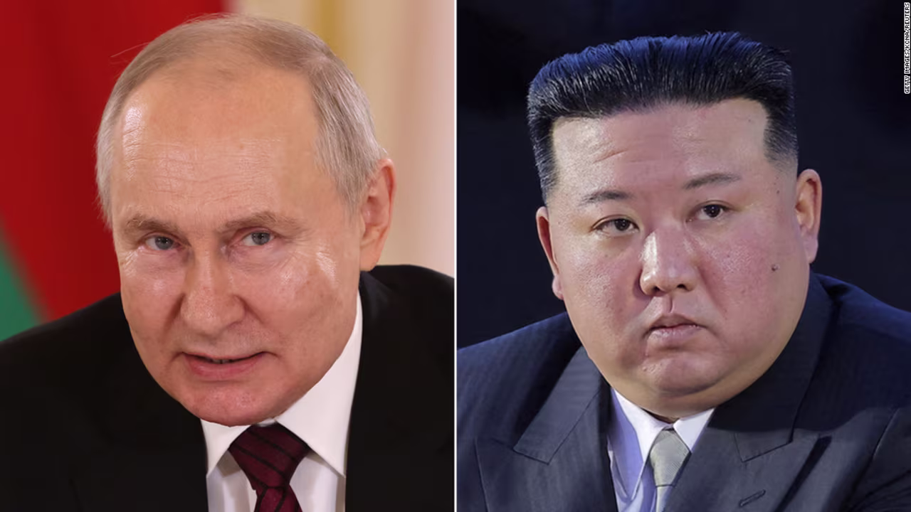 Russian President Vladimir Putin, left, will meet with his North Korean counterpart Kim Jong Un.