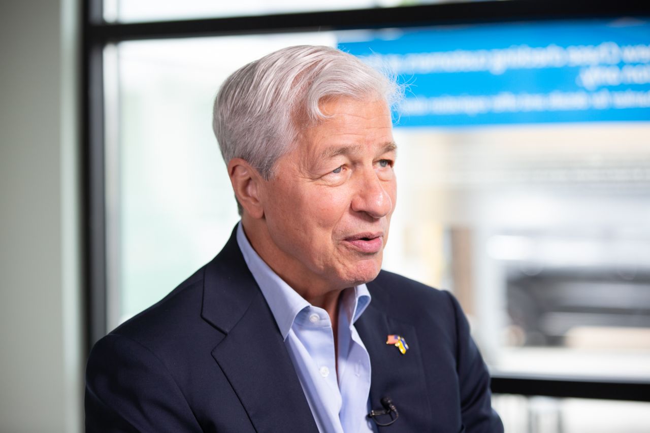JPMorgan Chase CEO Jamie Dimon speaks during an interview with CNN on April 6, in Atlanta, Georgia.
