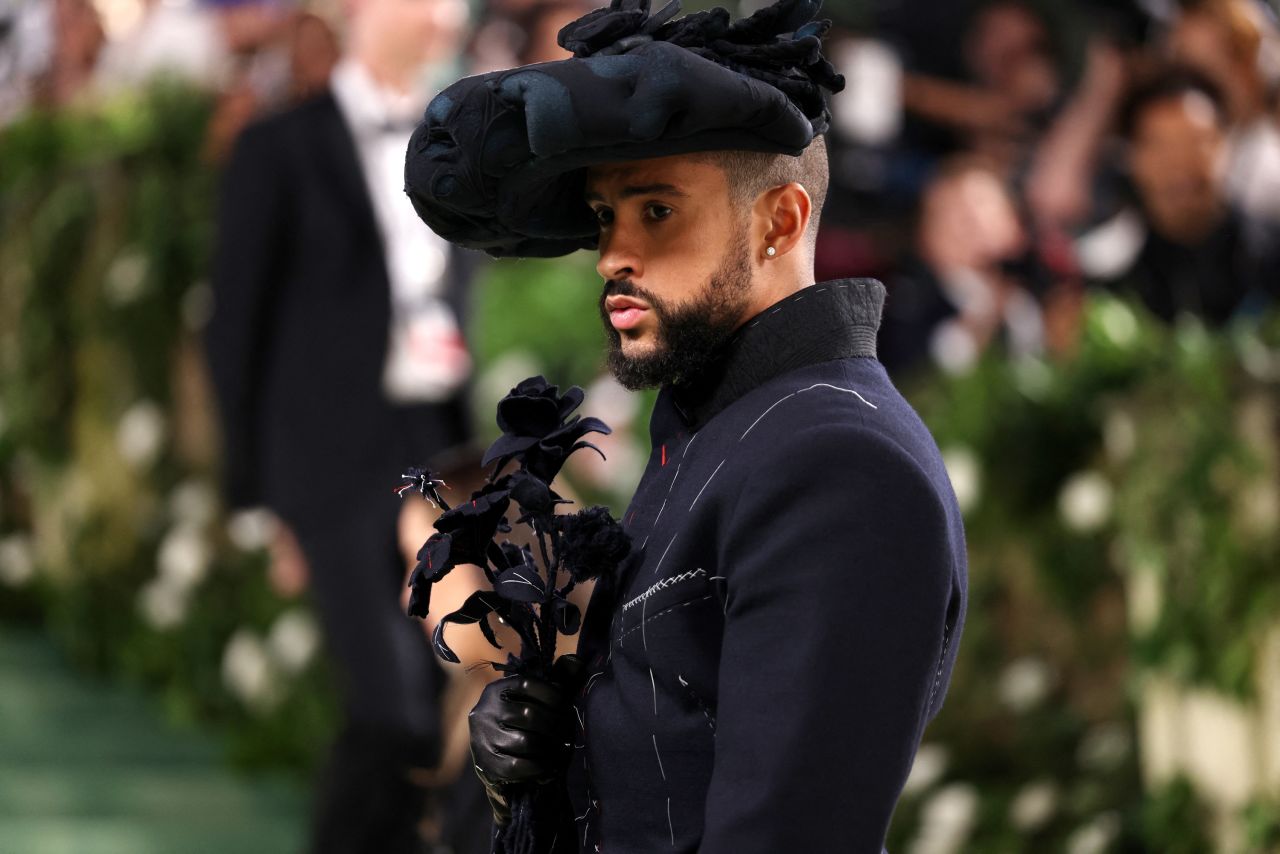 Bad Bunny poses at the Met Gala in New York City, on May 6.