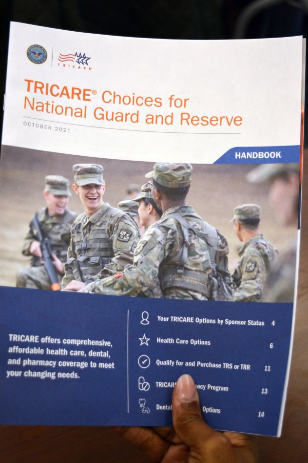 A Tricare booklet for National Guard and Reserve is seen in February 2023.