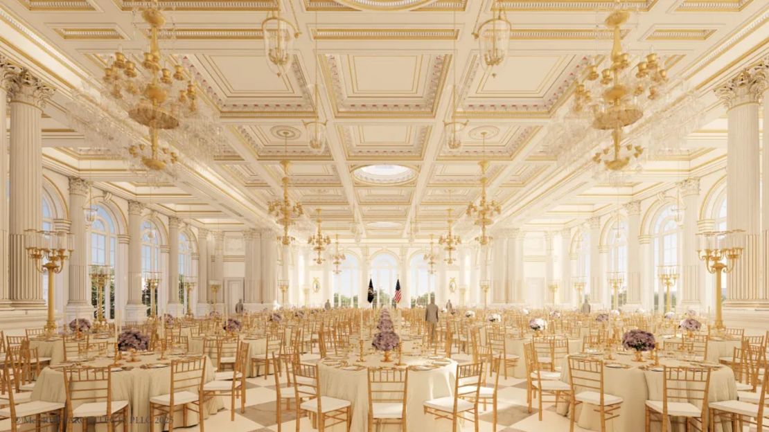 Una representación del Salón de Estado de la Casa Blanca. 