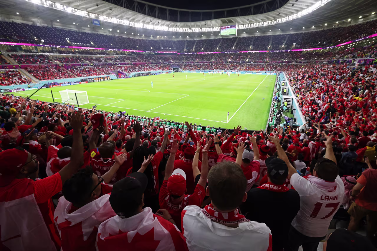 Fans are seen in the stands during the match between Canada and Belgium on November 23.