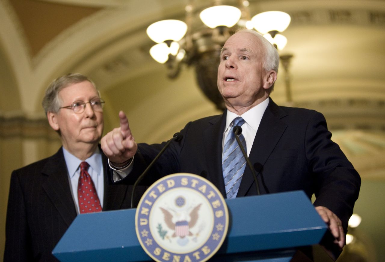 Mitch McConnell and John McCain on Capitol Hill in 2009.