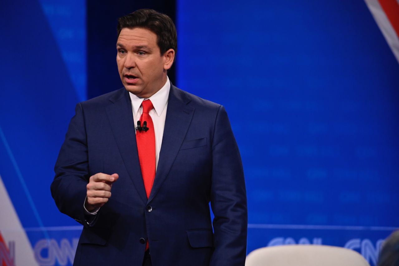 DeSantis responds to a question during CNN's Republican Town Hall on Tuesday.