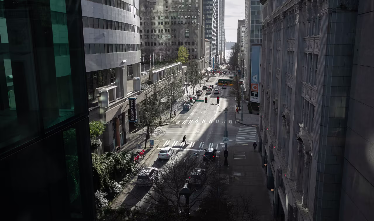 Downtown Seattle is seen on March 12.