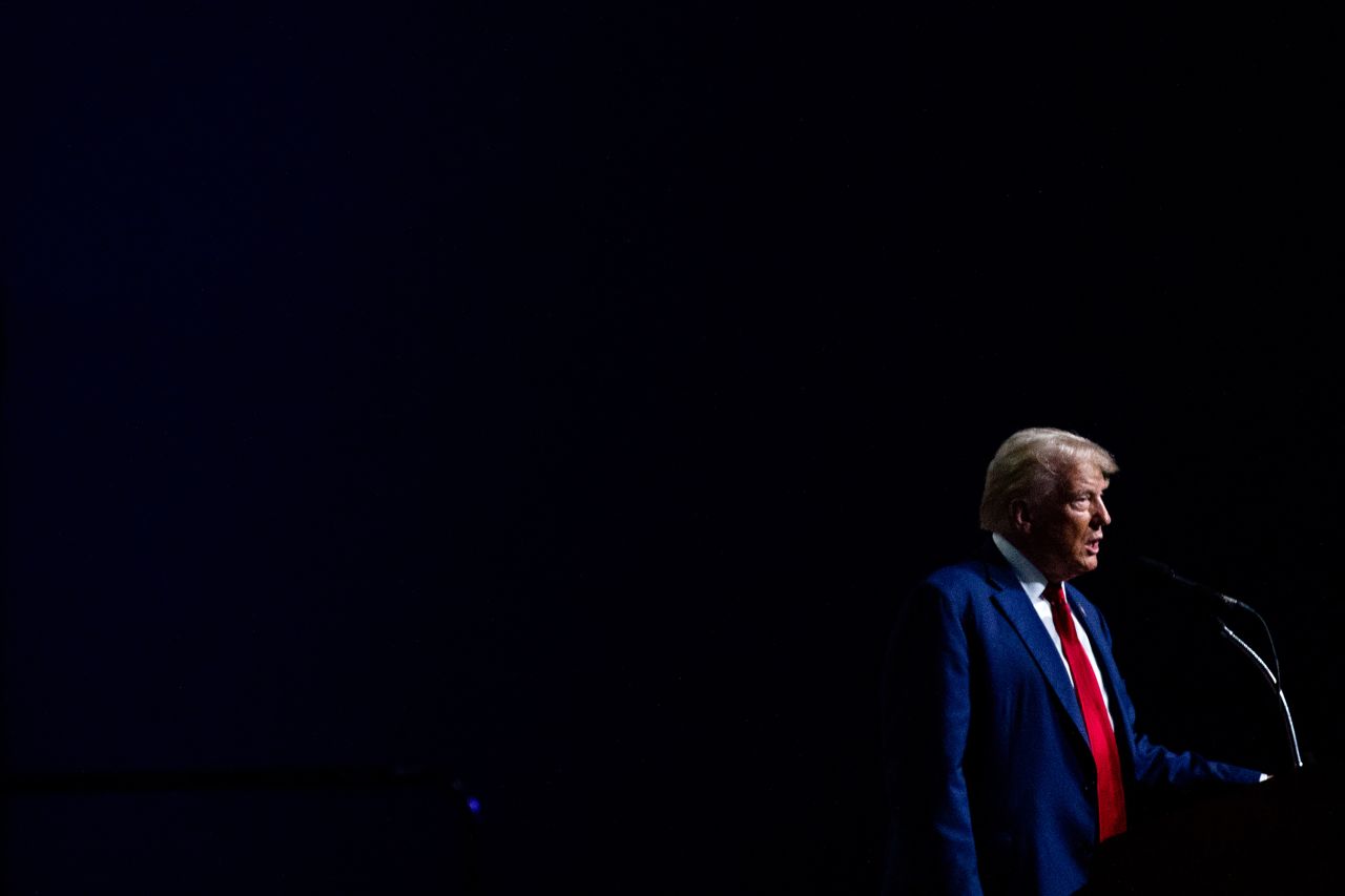 Donald Trump speaks during the National Guard Association at Huntington Place Convention Center in Detroit, Michigan, on August 26.