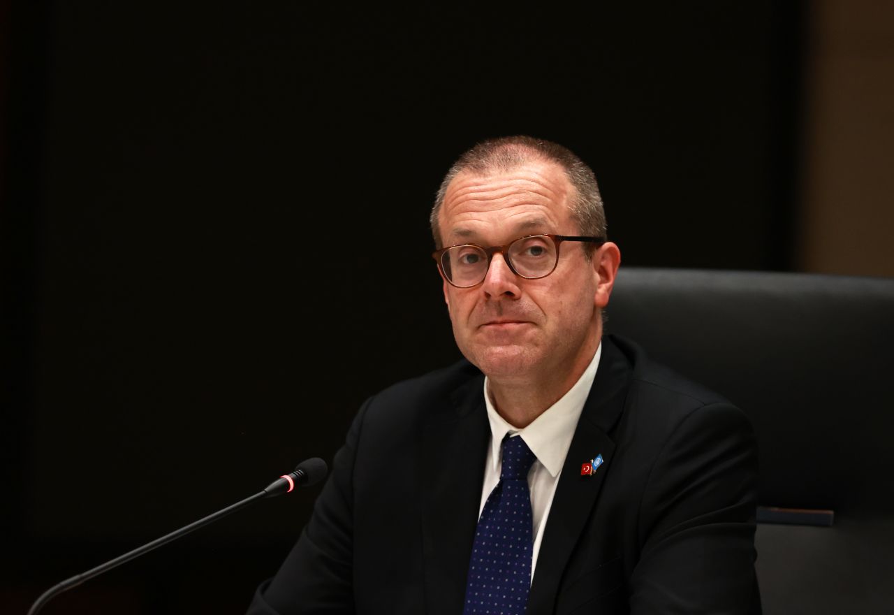 Dr. Hans Kluge, WHO Regional Director for Europe, attends a news conference in Turkey in July 2020.