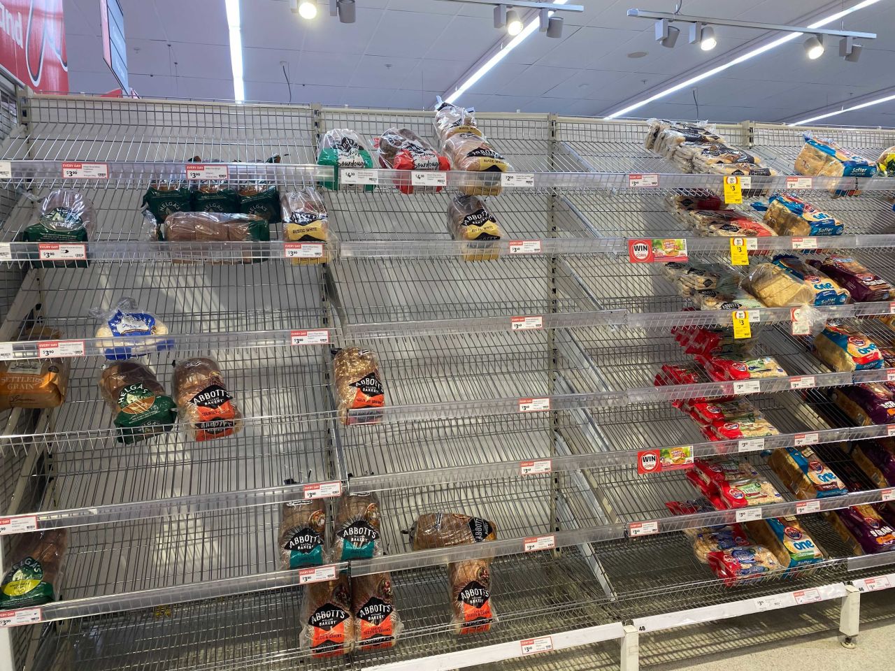 Many shoppers bought bread ahead of Brisbane's three-day lockdown. 