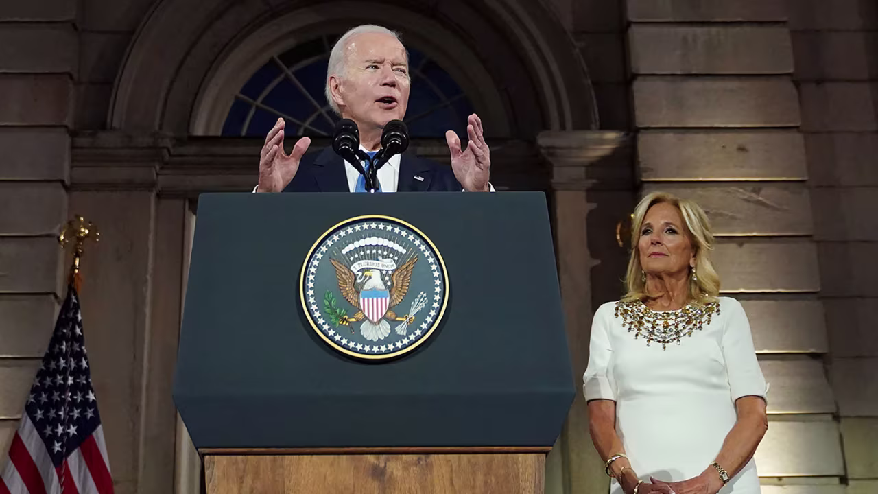 Biden speaks while hosting the United Nations General Assembly leaders' reception at the Metropolitan Museum of Art in New York City, on Tuesday, September 19.