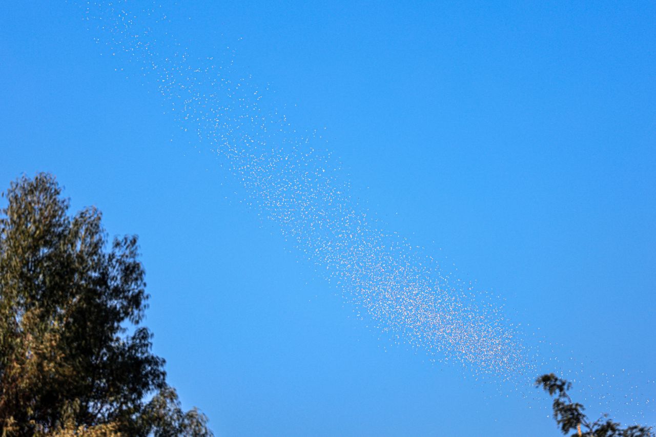 Warning leaflets are dropped by Israeli forces over Khan Younis, in southern Gaza, on January 4.