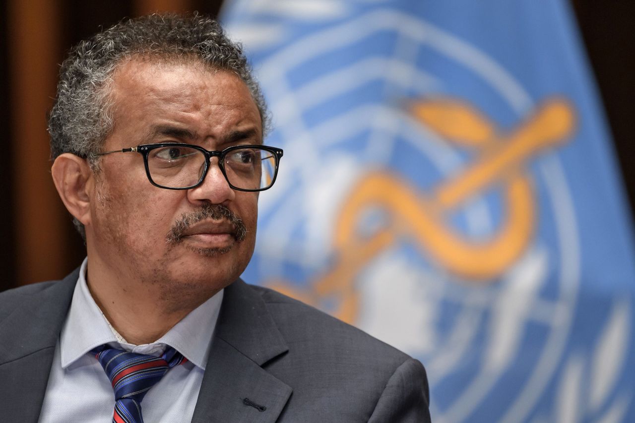 World Health Organization (WHO) Director-General Tedros Adhanom Ghebreyesus attends a press conference on July 3, 2020, at the WHO headquarters in Geneva. 