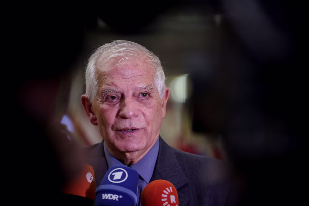 High Representative of the EU for Foreign Affairs and Security Policy Josep Borrell speaks to members of the media in Brussels, Belgium, on January 23. 