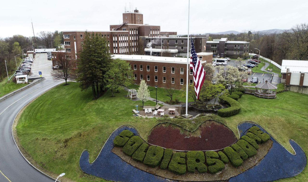 An arial view shows the Holyoke Soldier's Home in Holyoke, Massachusetts, on April 30.