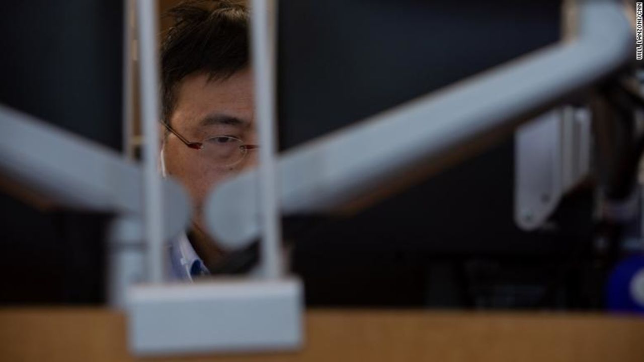 A CDC employee works at the Emergency Operations Center in Atlanta.