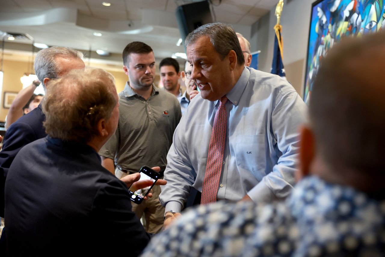 Chris Christie greets people during a campaign event on August 18, in Miami, Florida. 