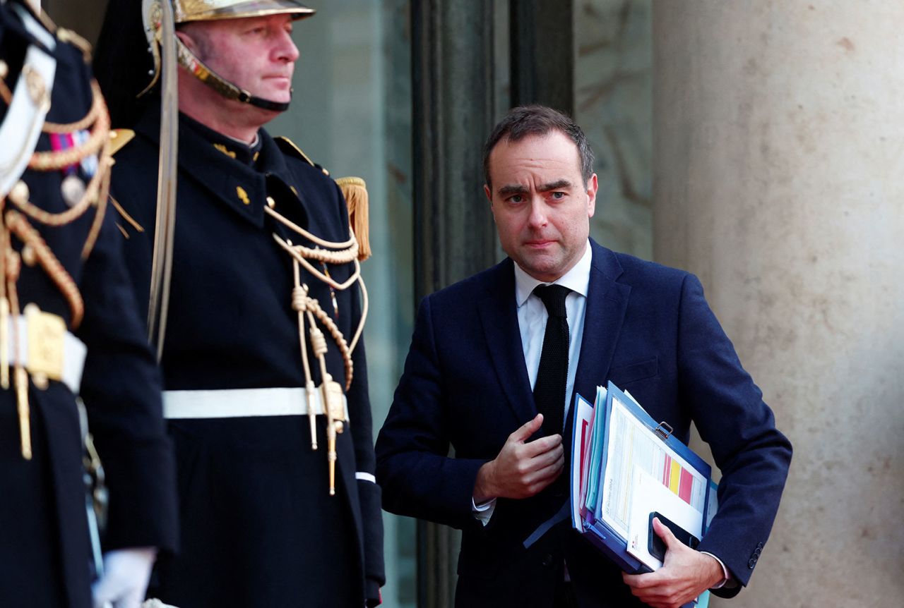 French Defense Minister Sebastien Lecornu arrives at the Elysee Palace in Paris on Tuesday.