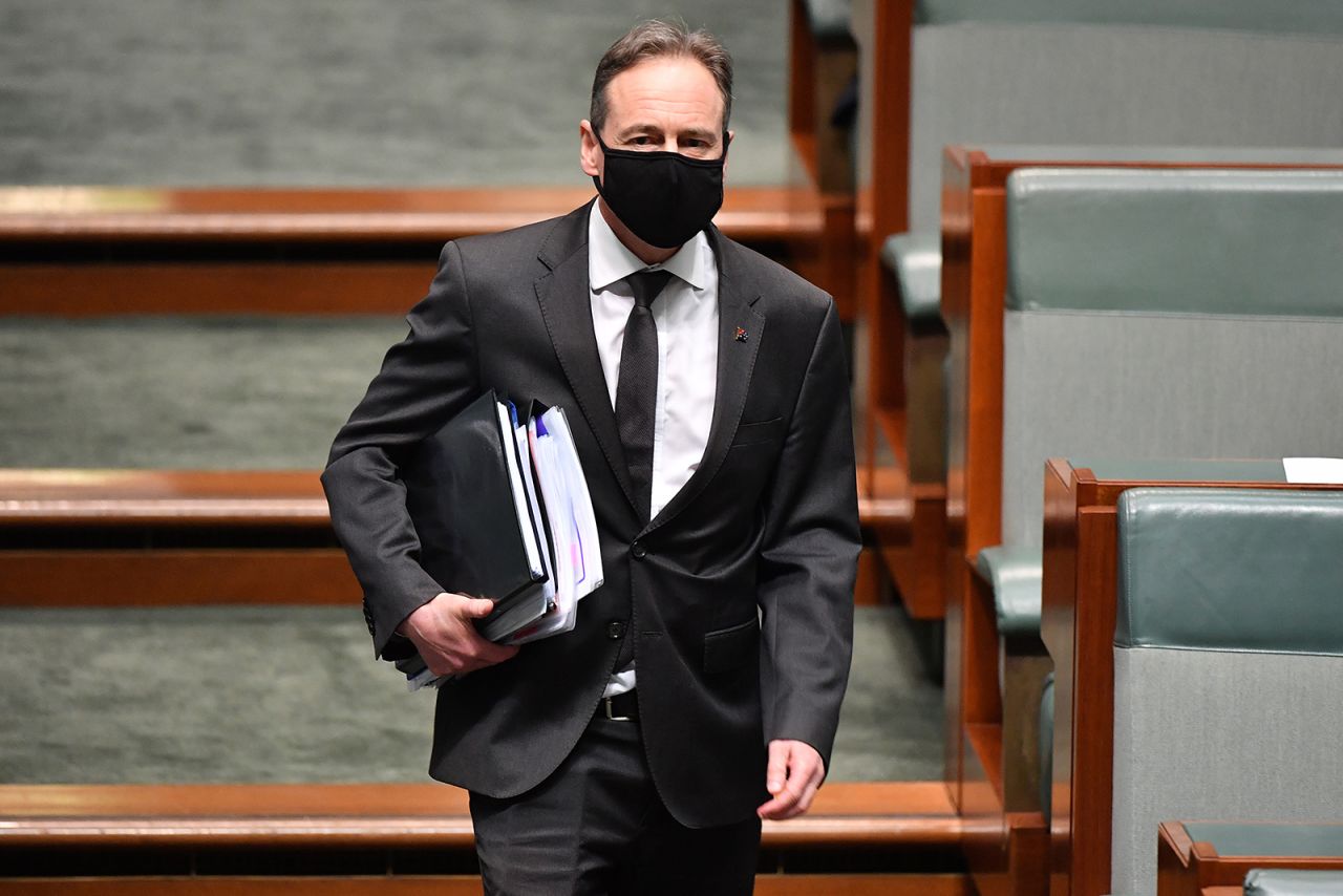 Minister for Health Greg Hunt during Question Time in the House of Representatives at Parliament House on August 26, in Canberra, Australia.