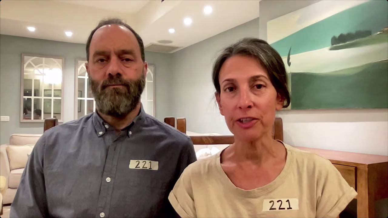 Jon and Rachel Goldberg Polinwere during a CNN interview on Tuesday, May 14.