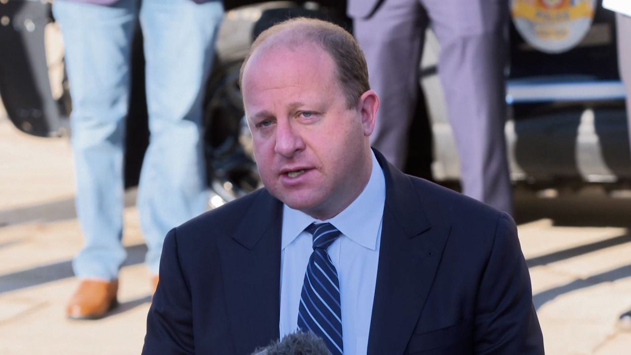 Colorado Governor Jared Polis speaks during a press conference in Boulder, Colorado, on March 23.