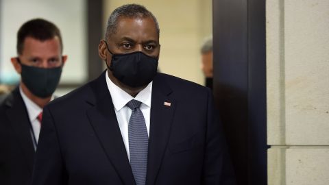 US Secretary of Defense Lloyd Austin arrives at the US Capitol before briefing members of the House of Representatives on August 24 in Washington, DC.