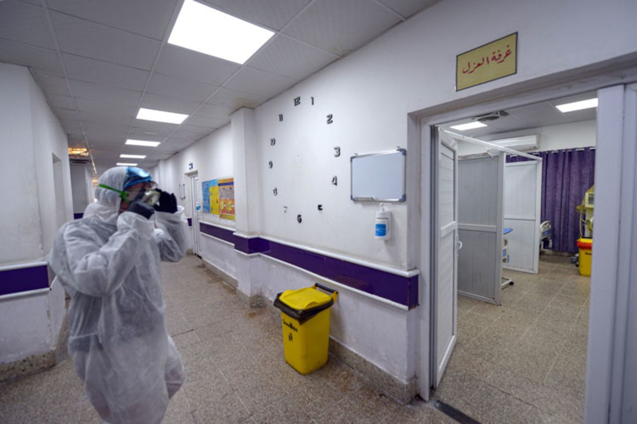 Outside the quarantine zone at the hospital in central Najaf where the first case of coronavirus documented in Iraq is being treated on February 24.