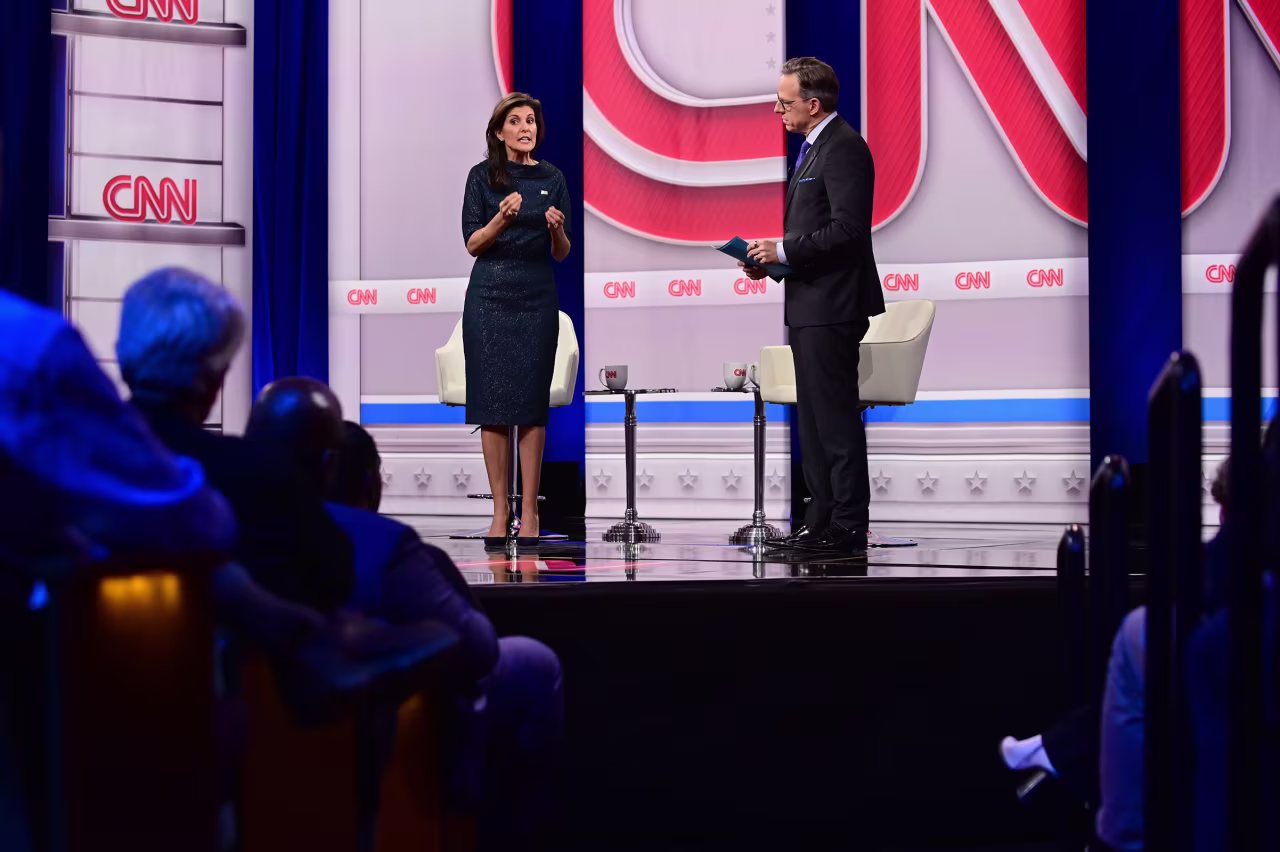 Former South Carolina Gov. Nikki Haley participates in a CNN Republican Presidential Town Hall moderated by CNN’s Jake Tapper at New England College in Henniker, New Hampshire, on January 18, 2024.