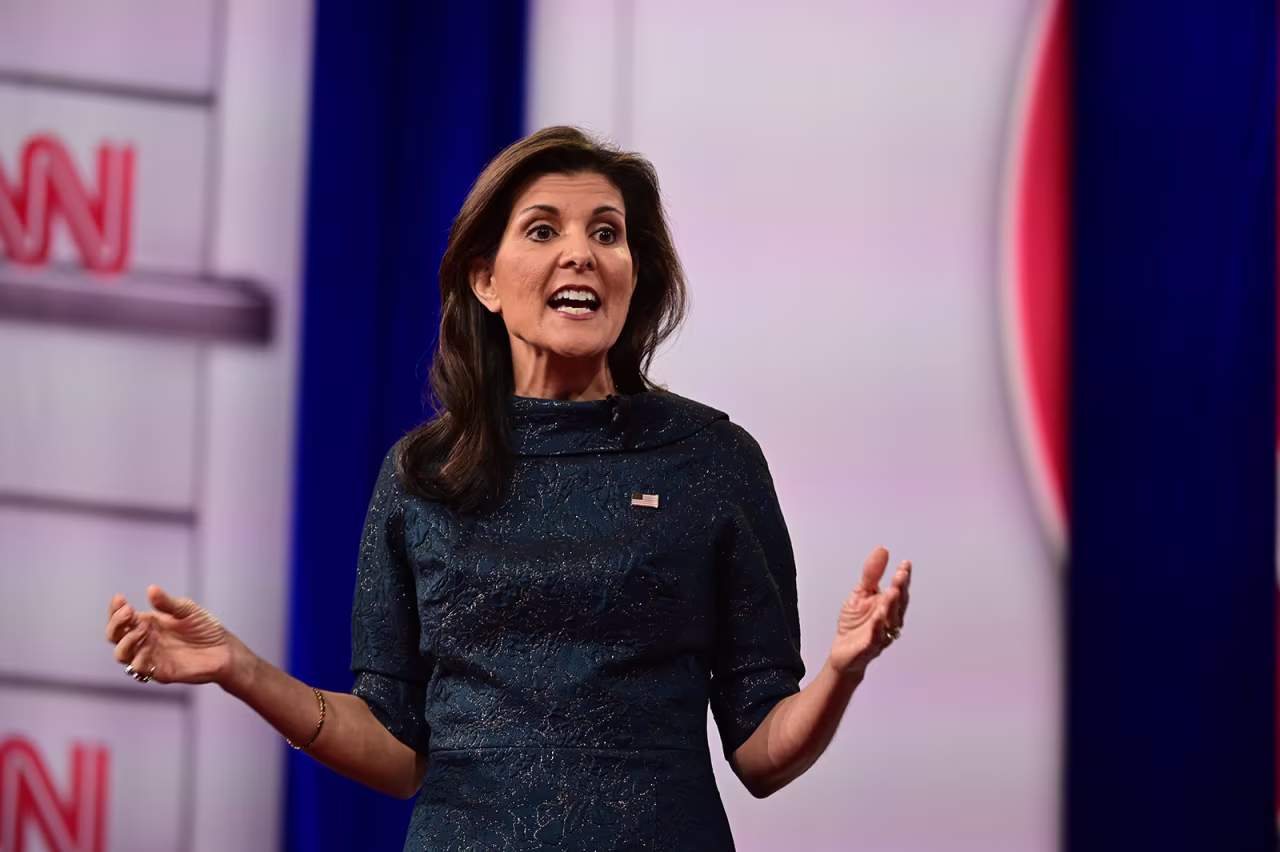 Haley participates in a CNN Republican Presidential Town Hall moderated by CNN’s Jake Tapper at New England College in Henniker, New Hampshire, on Thursday.