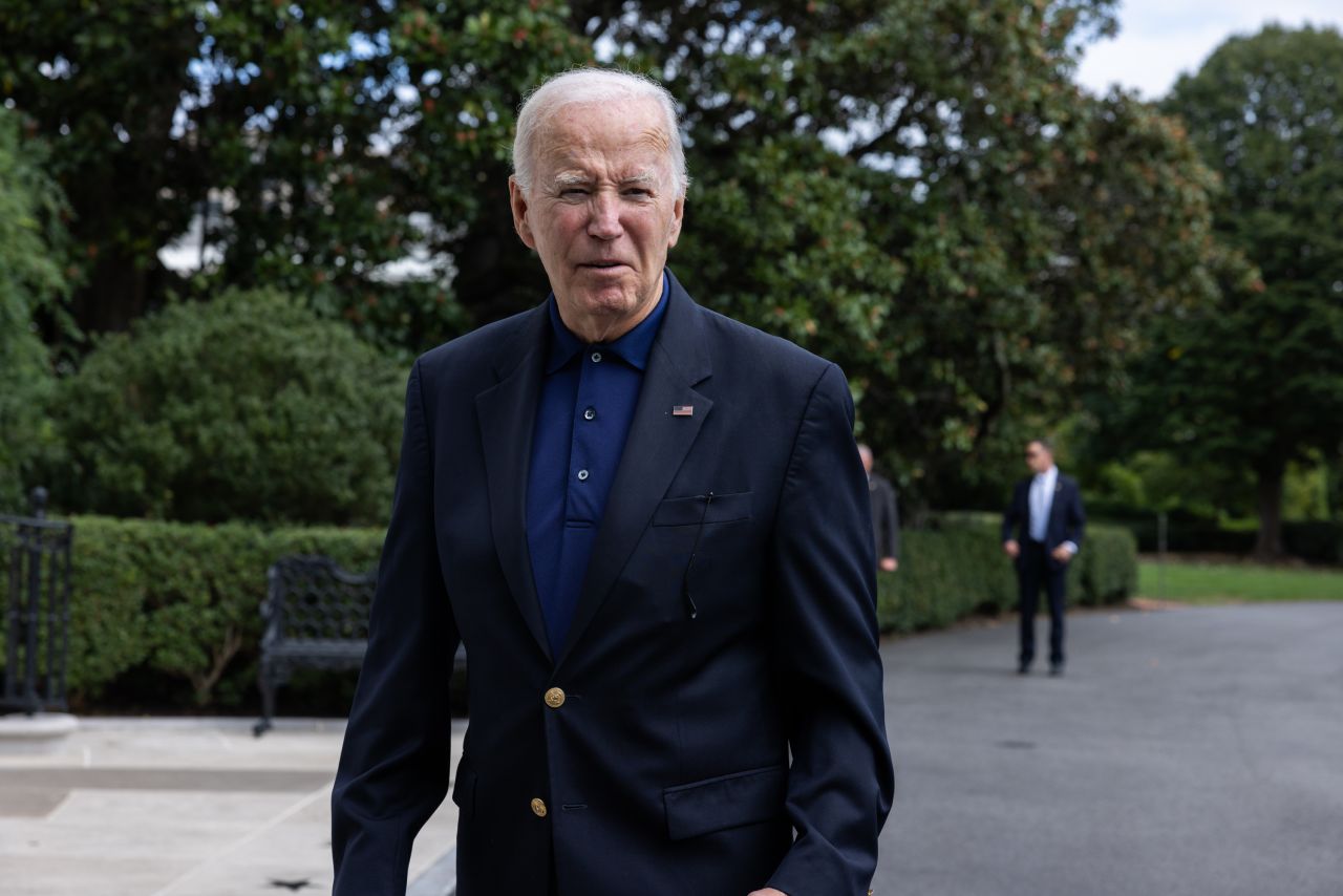 President Joe Biden speaks to reporters after returning to the White House in Washington, DC, on September 22.